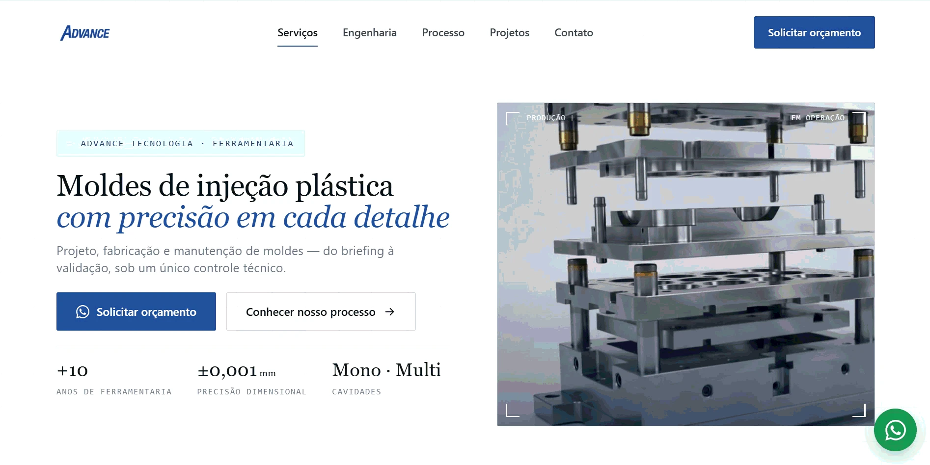 Site institucional da Advance construído do zero.