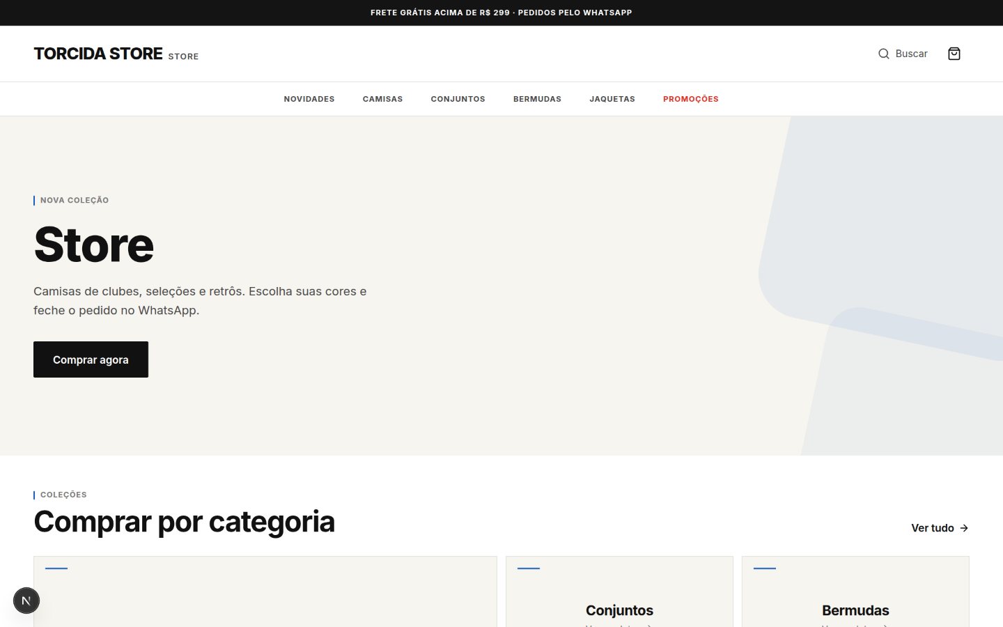 Storefront de uma loja na Harphy (multi-tenant)